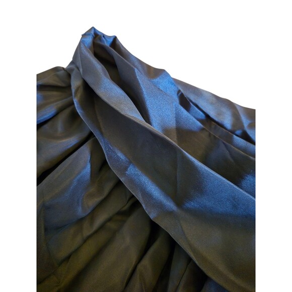 Chaus VTG 90s Y2K A-Line Skirt Taffeta Midi Skirt Black pleated Belted sz 6 - Picture 2 of 4